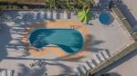 Aerial of pool and hot tub